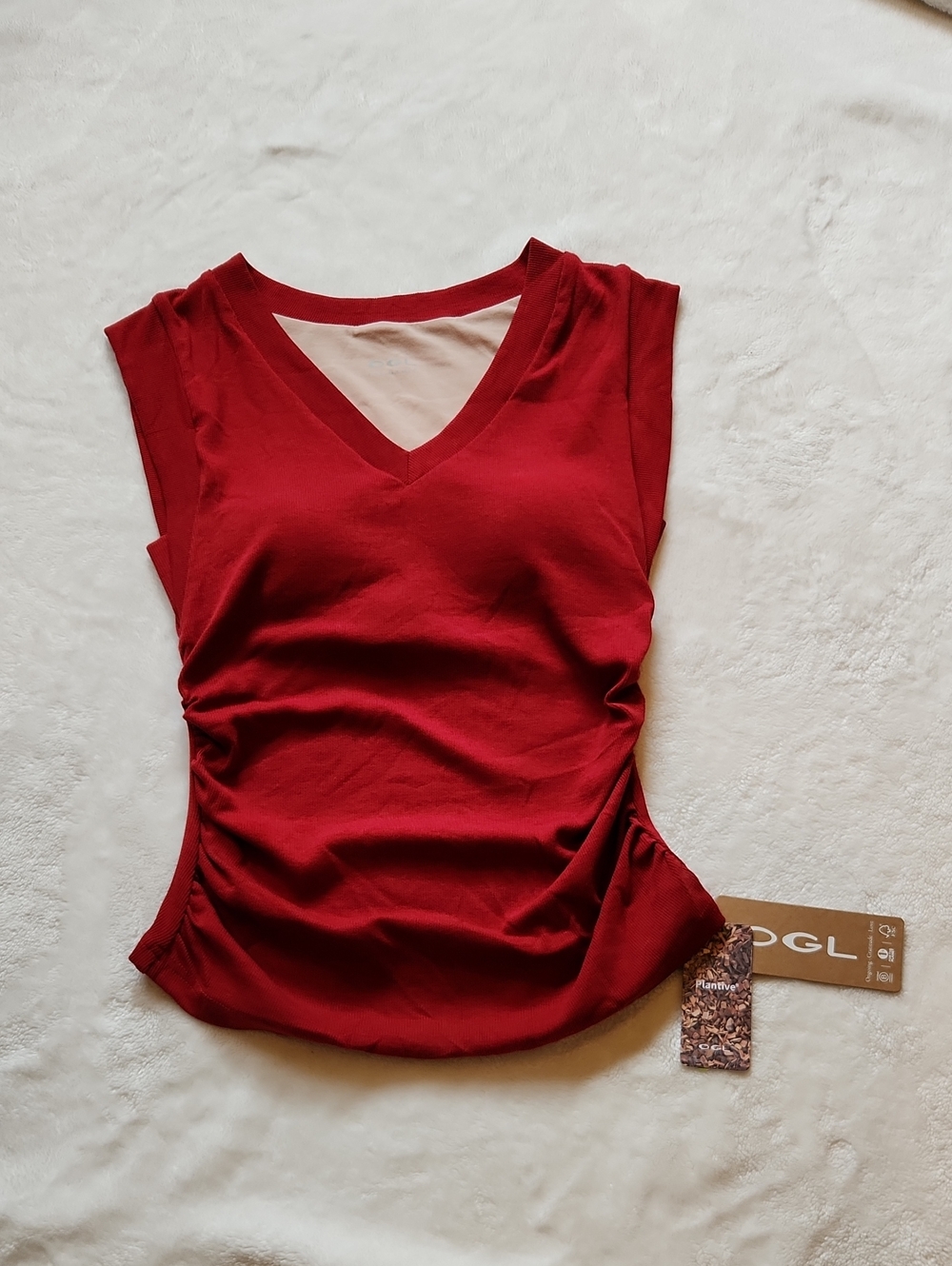 Ogl Sleeveless V-Neck Brami   Top in Retro Red